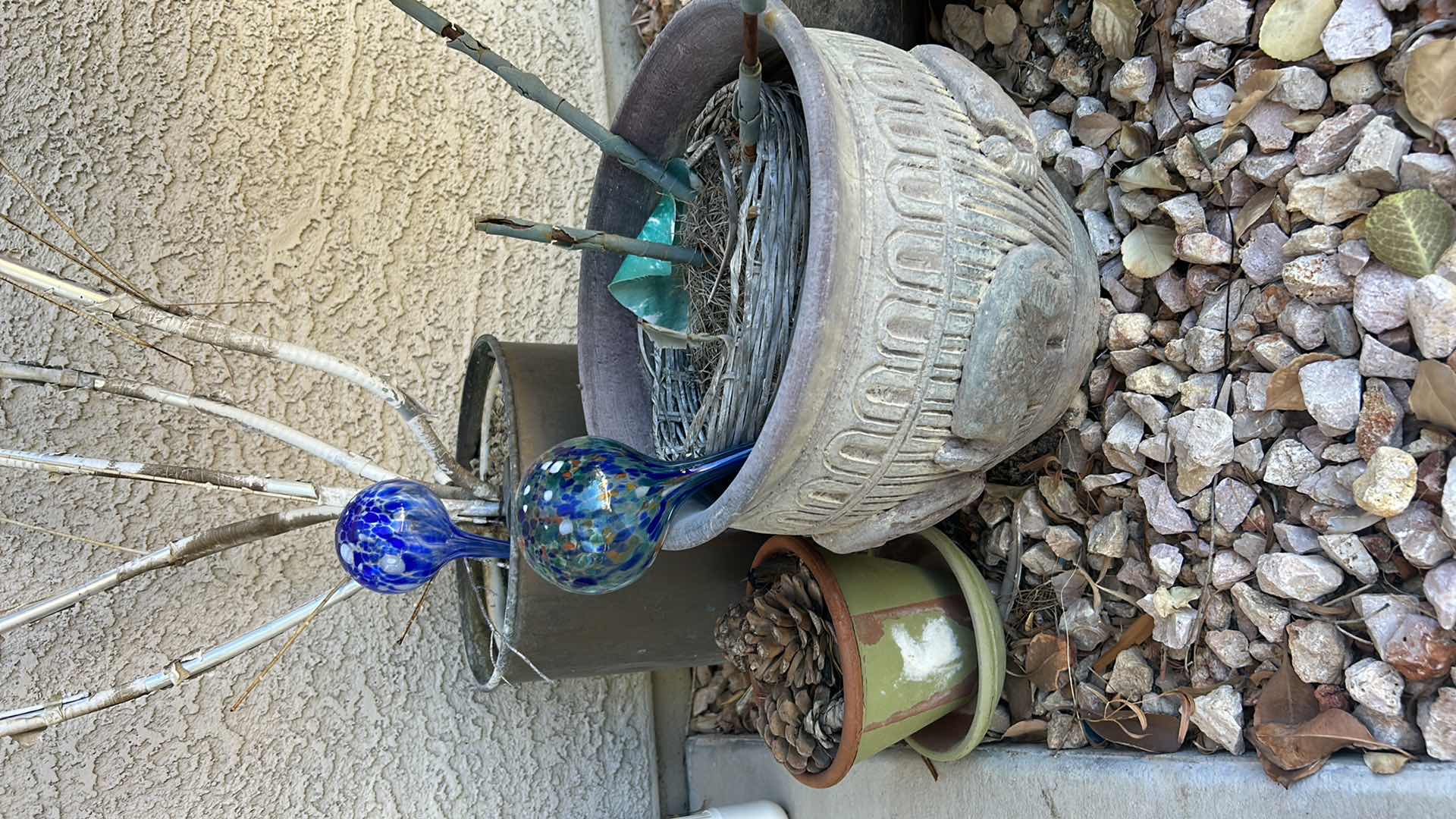 Photo 6 of 2 CERAMIC PLANTER POTS AND 1 METAL ( TALLEST 11”)