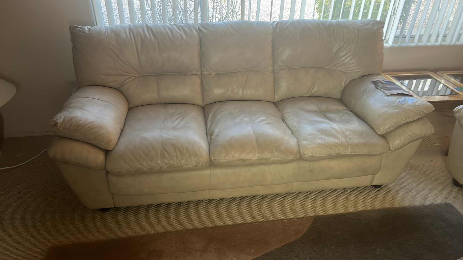 Photo 7 of LIGHT TAN 7’ FAUX LEATHER SOFA