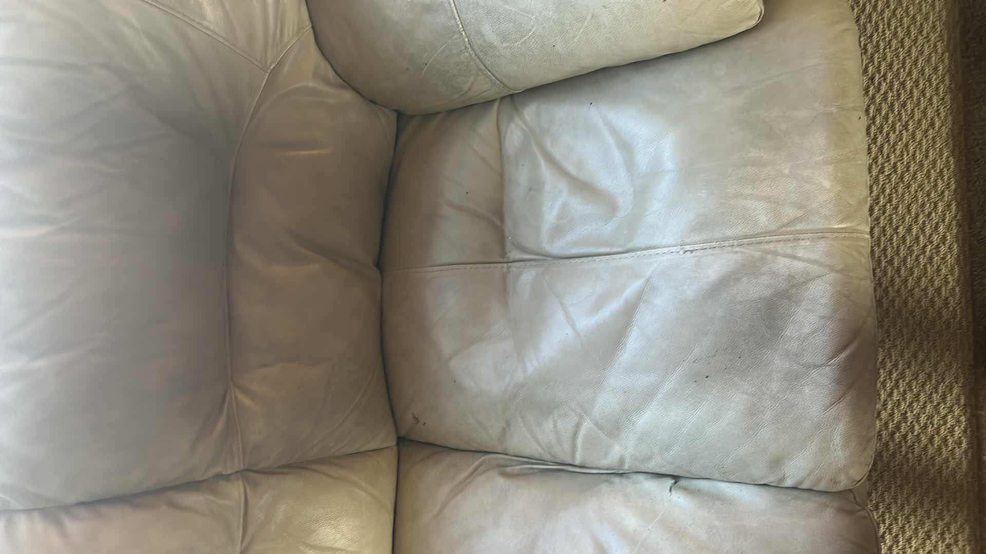 Photo 4 of LIGHT TAN 7’ FAUX LEATHER SOFA