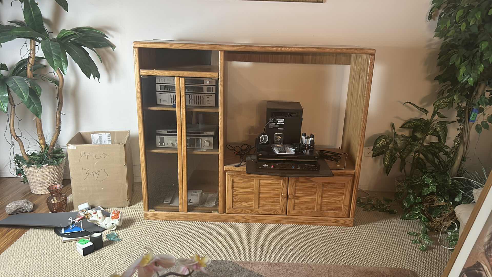 Photo 2 of OAK ENTERTAINMENT CENTER (CONTENTS SOLD SEPARATELY) 63” x 21” x 52”