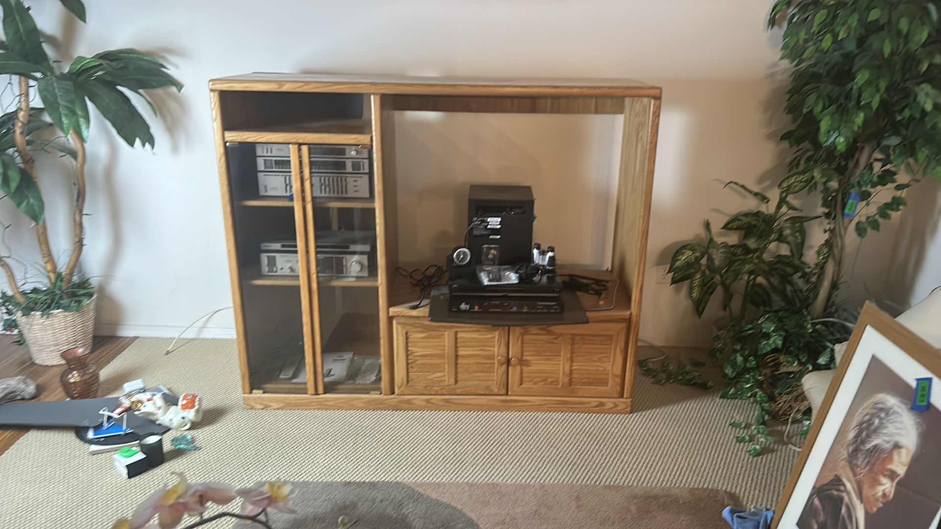 Photo 5 of OAK ENTERTAINMENT CENTER (CONTENTS SOLD SEPARATELY) 63” x 21” x 52”