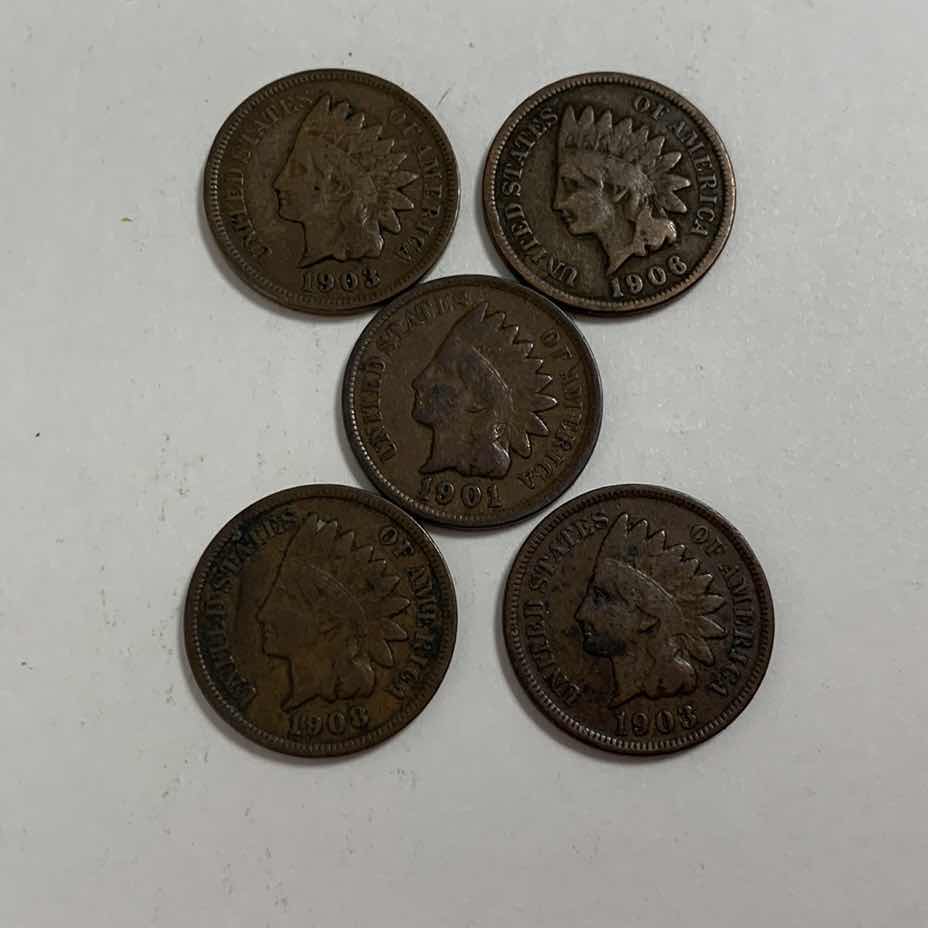 Photo 1 of FIVE INDIAN HEAD CENTS