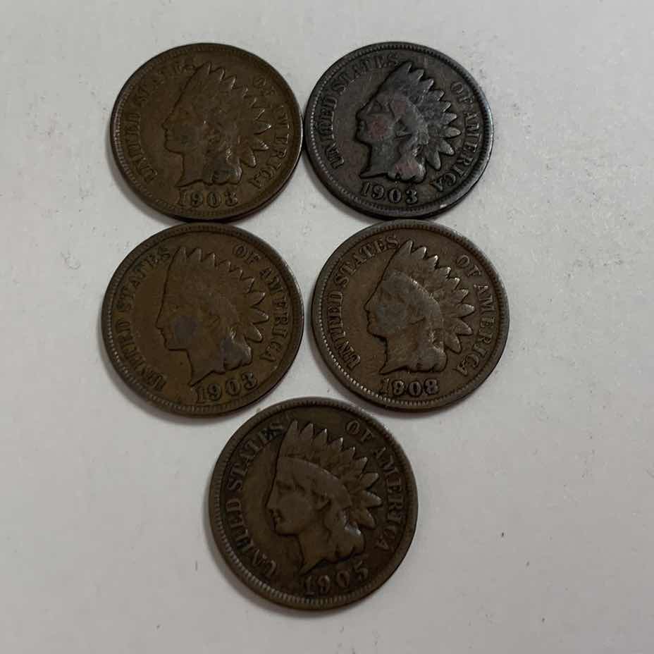 Photo 1 of FIVE INDIAN HEAD CENTS