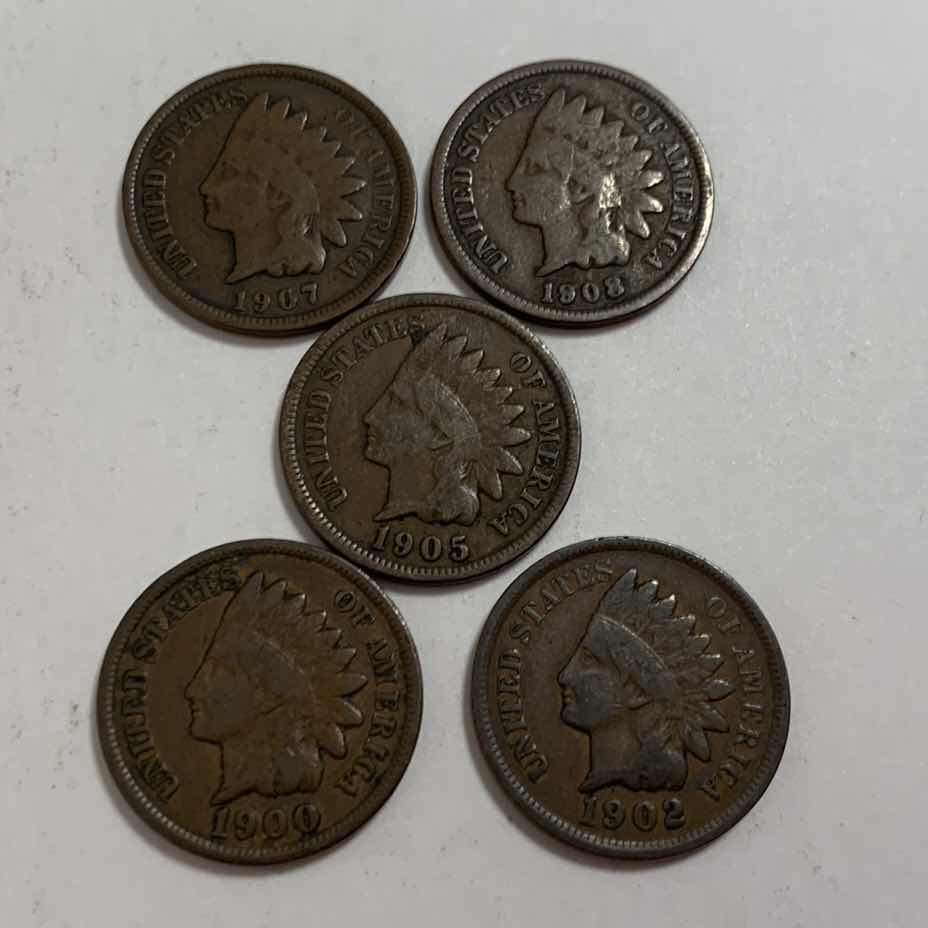 Photo 1 of FIVE INDIAN HEAD CENTS