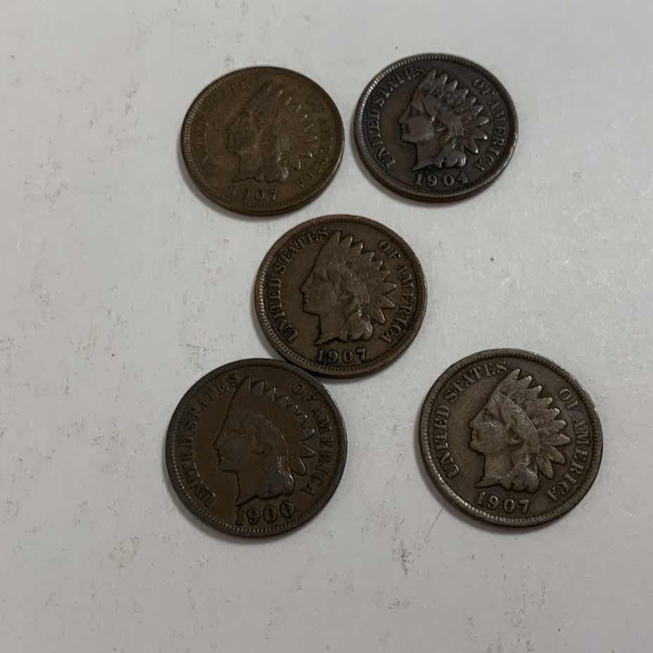 Photo 1 of FIVE INDIAN HEAD CENTS