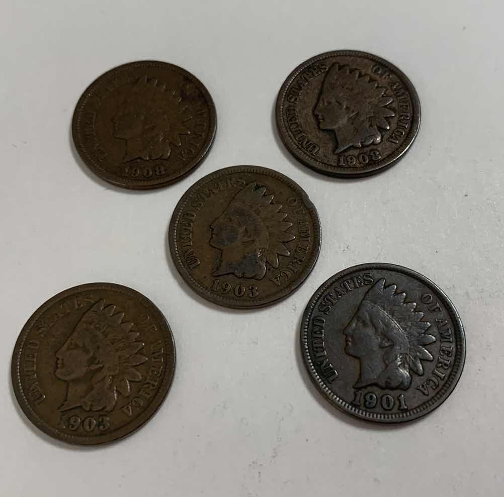 Photo 1 of FIVE INDIAN HEAD CENTS