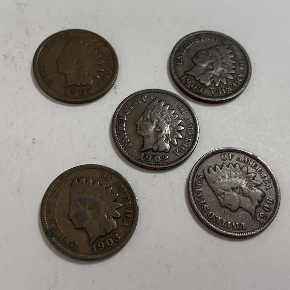 Photo 1 of FIVE INDIAN HEAD CENTS