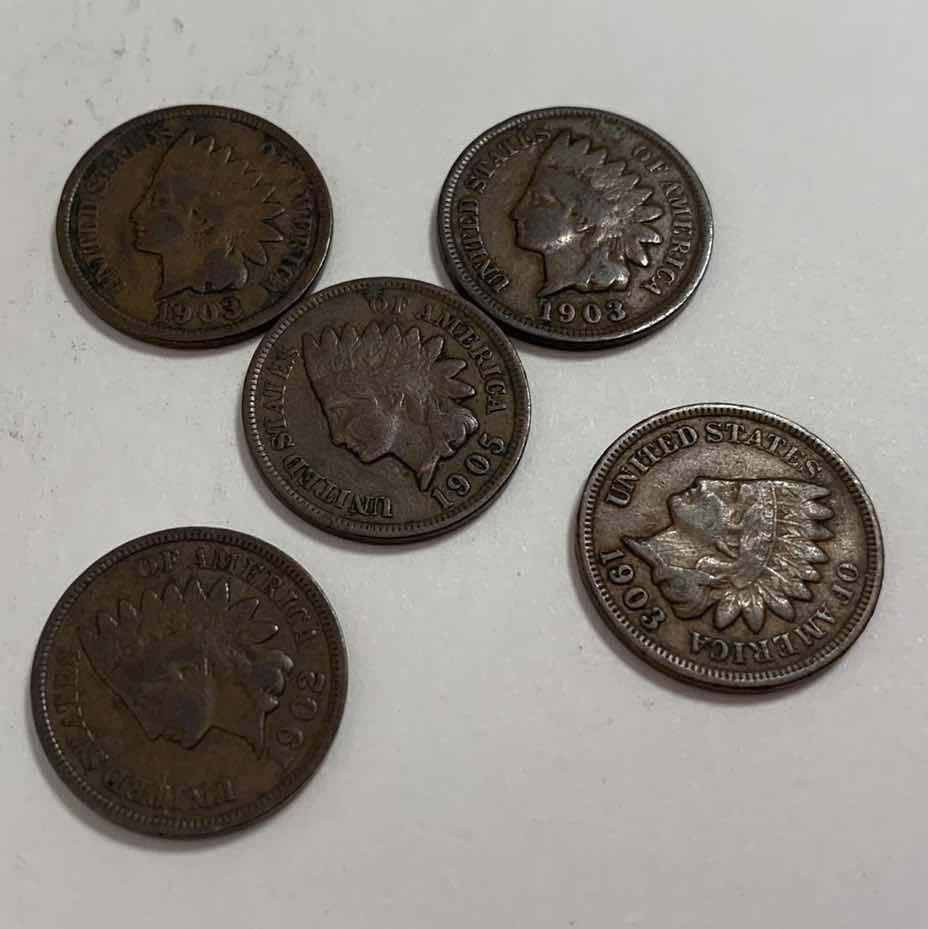 Photo 1 of FIVE INDIAN HEAD CENTS