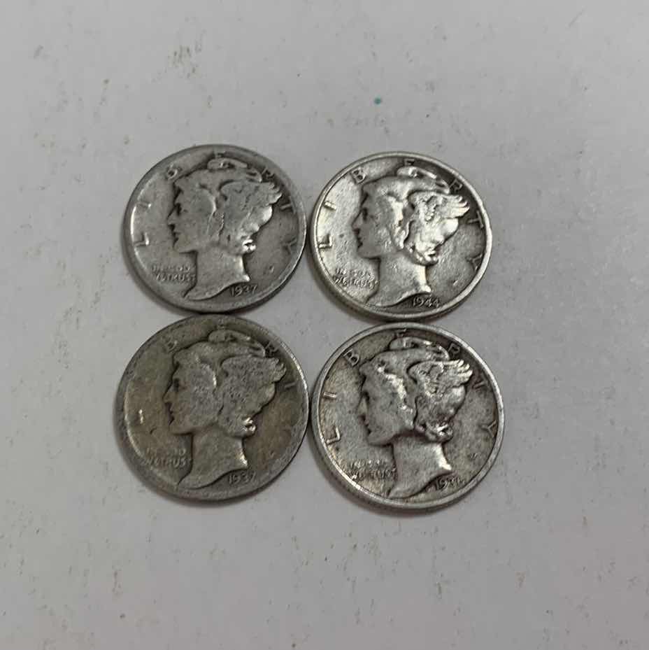 Photo 1 of FOUR MERCURY SILVER DIMES 90% SILVER