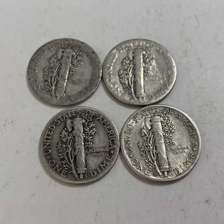 Photo 2 of FOUR MERCURY SILVER DIMES 90% SILVER