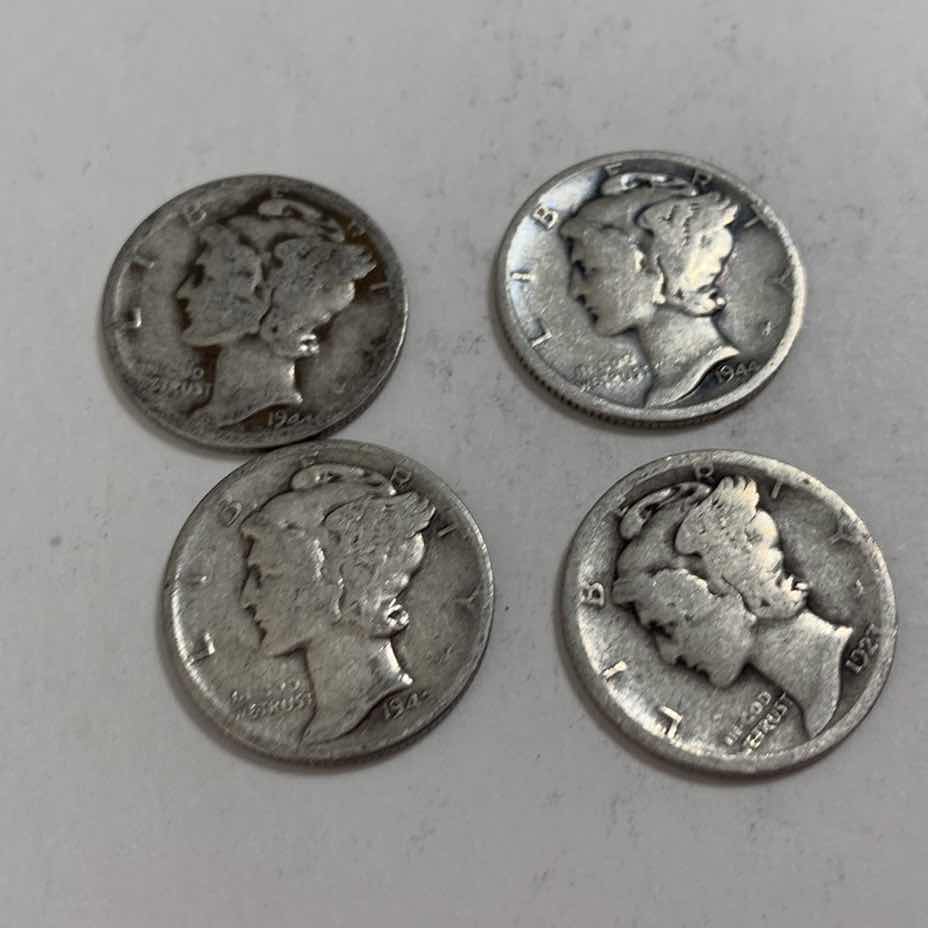 Photo 1 of FOUR MERCURY SILVER DIMES 90% SILVER