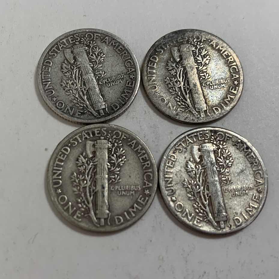 Photo 2 of FOUR MERCURY SILVER DIMES 90% SILVER