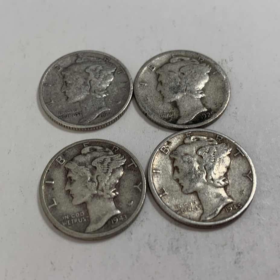 Photo 1 of FOUR MERCURY SILVER DIMES 90% SILVER