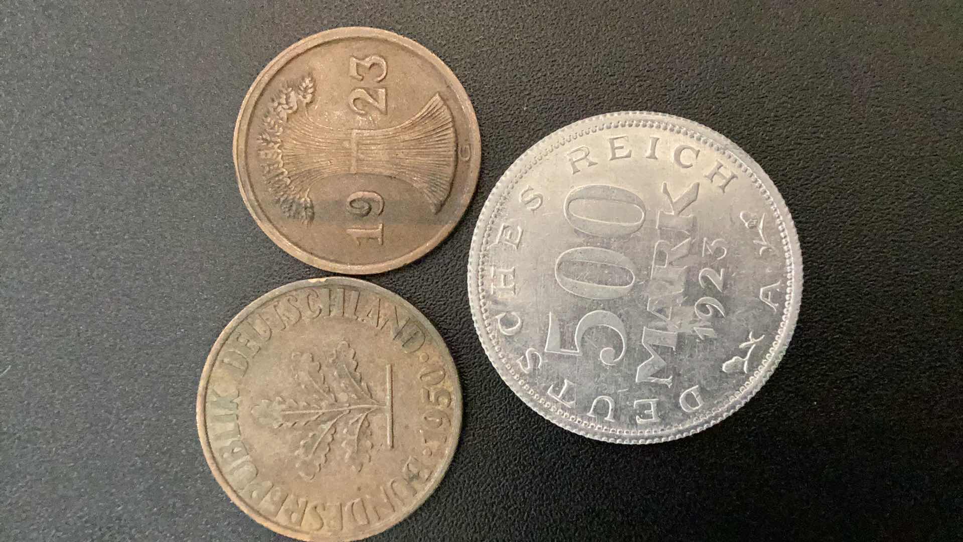 Photo 2 of 3 COLLECTIBLE COINS GERMANY- 2- 1923, 1- 1950
