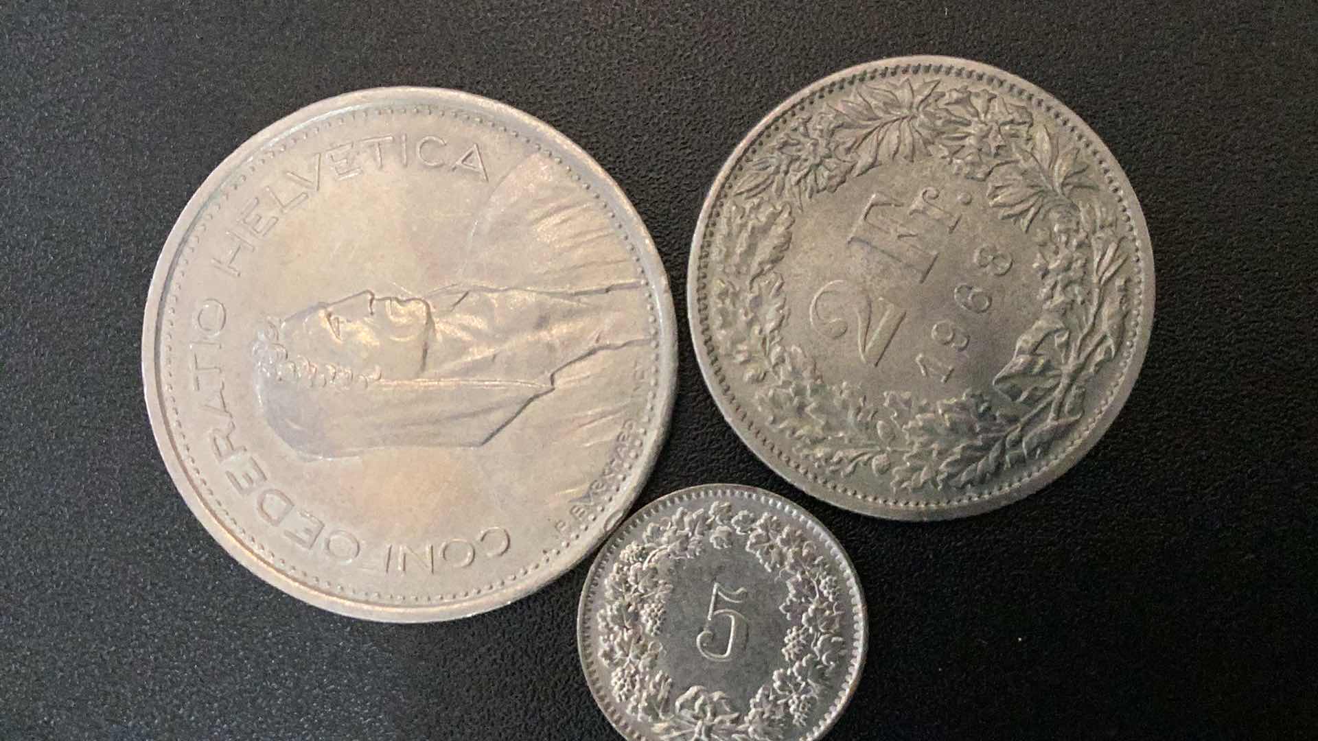 Photo 1 of 3 COLLECTIBLE COINS - SWITZERLAND 1959; 1966, 1968