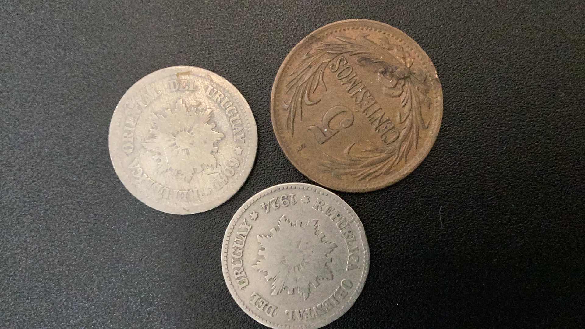 Photo 2 of 3 COLLECTIBLE COINS - URUGUAY 1909, 1924, 1948