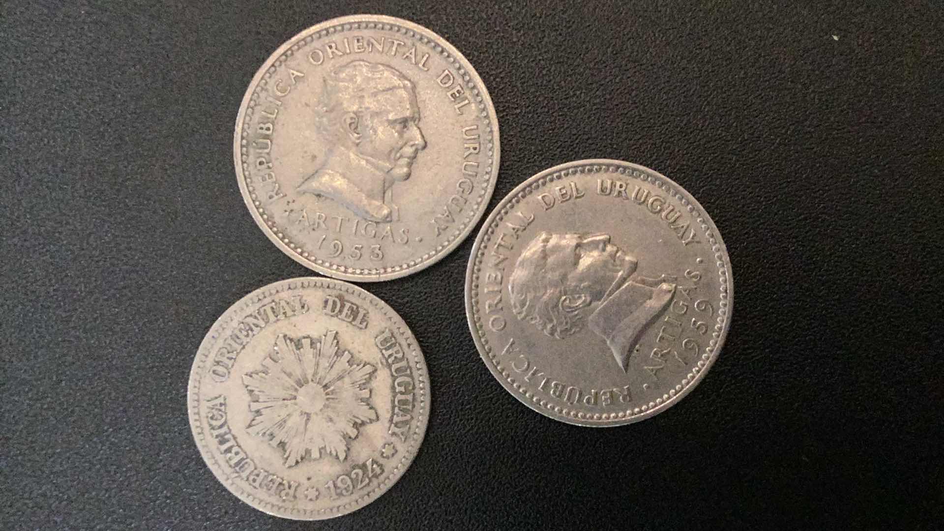 Photo 2 of 3 COLLECTIBLE COINS - URUGUAY 1924, 1953, 1959