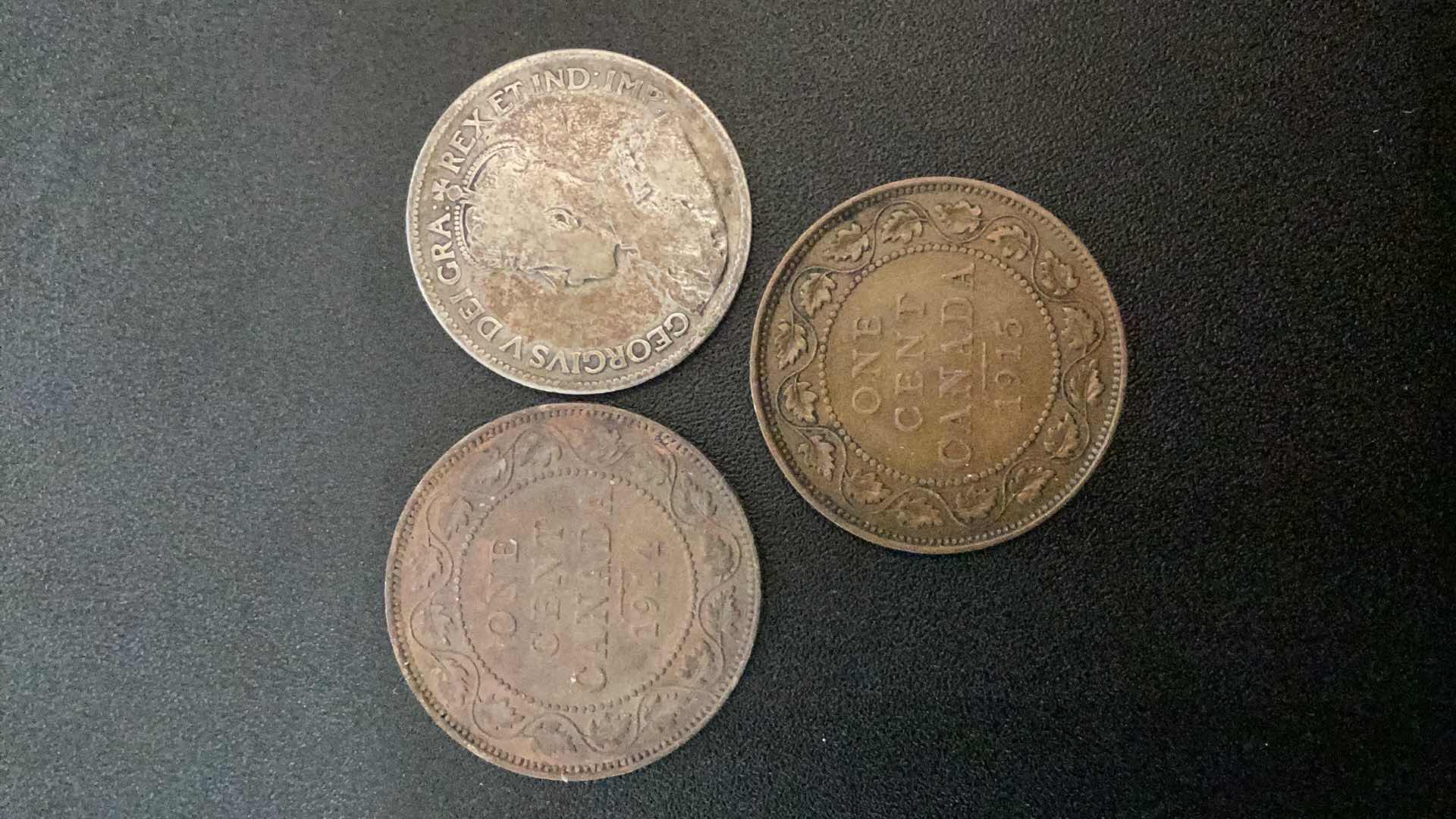 Photo 2 of 3 COLLECTIBLE COINS - CANADA 1914, 1915,1929