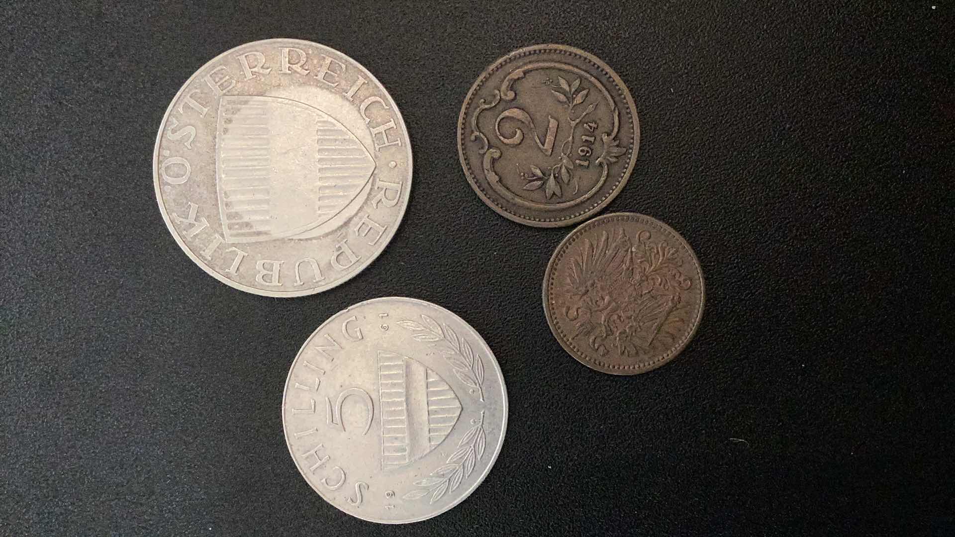 Photo 1 of 4 COLLECTIBLE COINS - AUSTRIA 1913, 1914, 1961, 1967