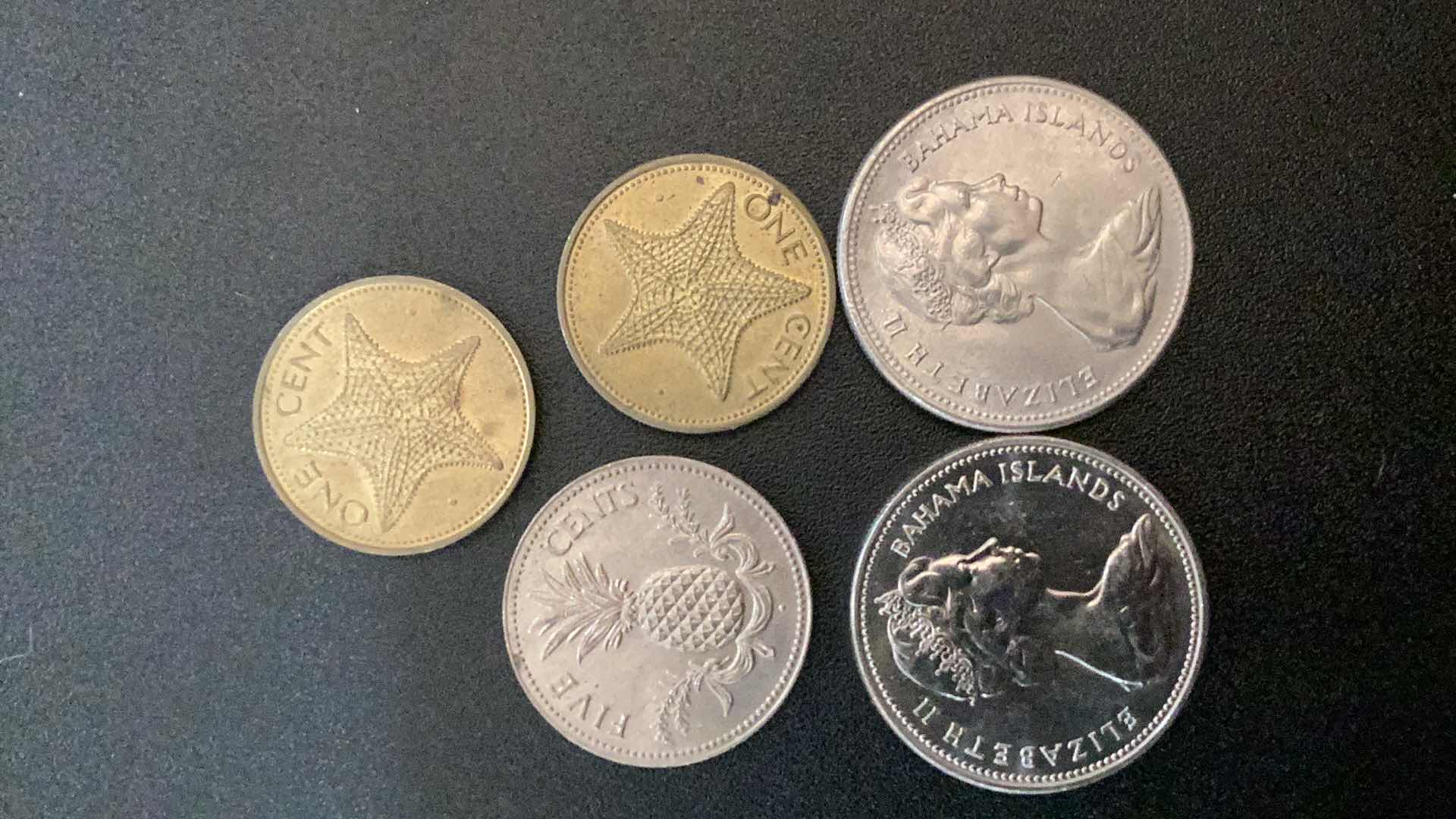 Photo 1 of 5 COLLECTIBLE COINS - BAHAMAS 1966, 1969, 1975, 1980, 1980