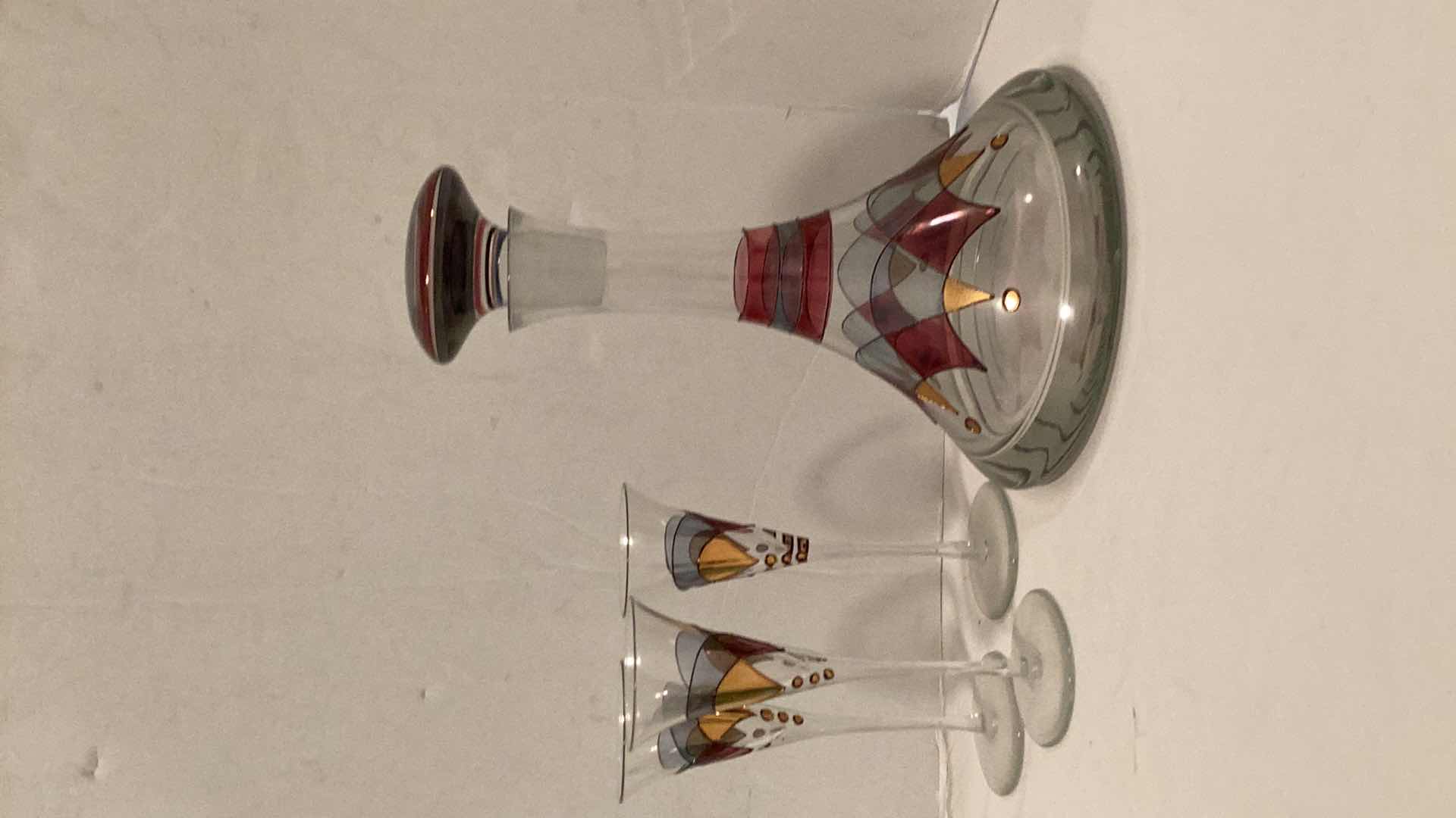 Photo 2 of 2 VINTAGE DECANTERS WITH GLASSWARE