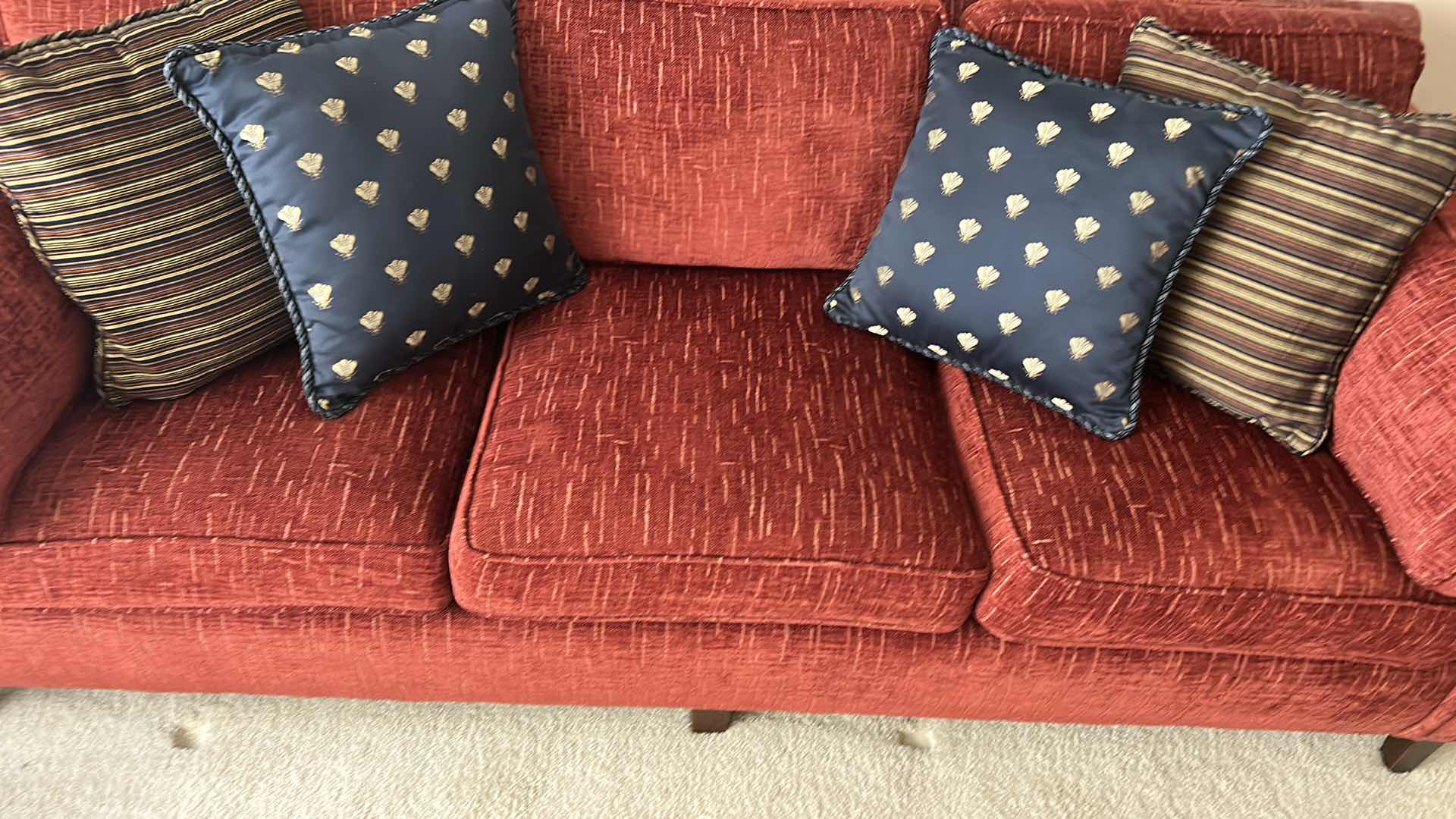 Photo 2 of ETHAN ALLEN SOFA, PILLOWS AND IVORY SUNBRELLA WASHABLE SLIPCOVERS FROM CALICO CORNER WITH ADDITIONAL THROW PILLOWS 7’6”