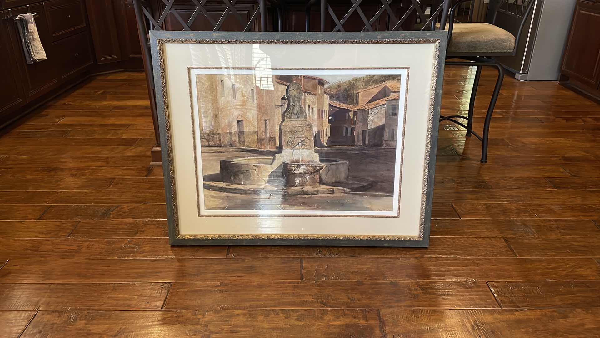 Photo 2 of FRAMED WATERCOLOR SIGNED CHERYL CRISS  “THE SOURCE” FOUNTAIN ARTWORK 31”x 39”