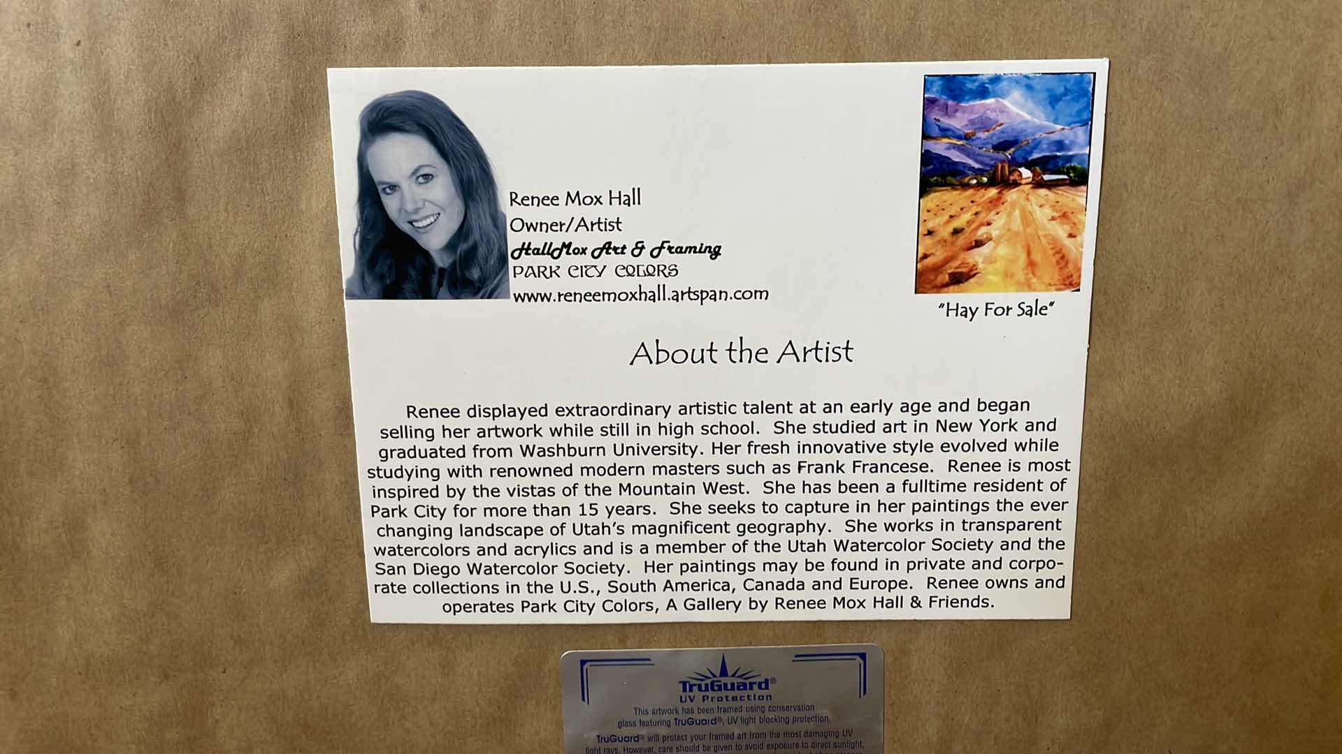 Photo 5 of FRAMED SIGNED RENEE MOX HALL “HAY FOR SALE“ FROM PARK CITY COLORS COLLECTION ARTWORK 46”x 38” EST. VALUE $3500