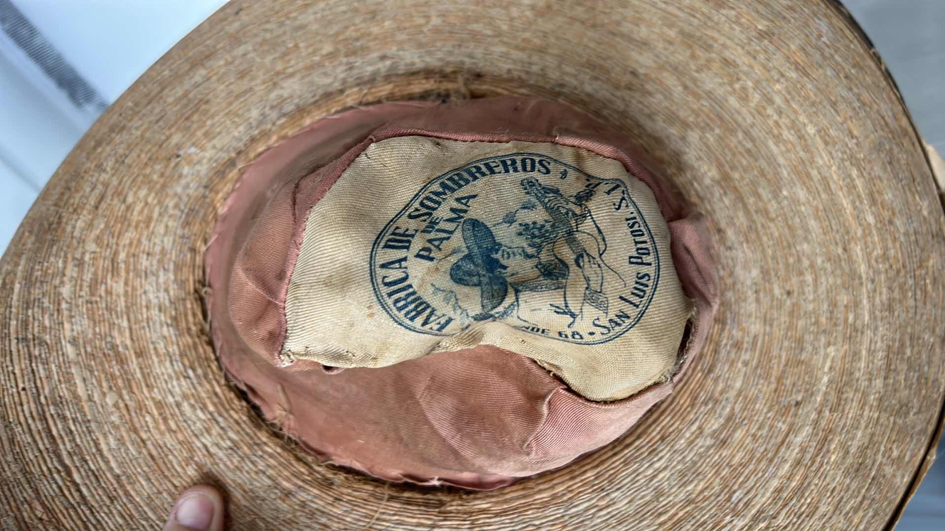 Photo 5 of VINTAGE SOMBRERO WITH LEATHER BAND AND SILVER INDIANS.