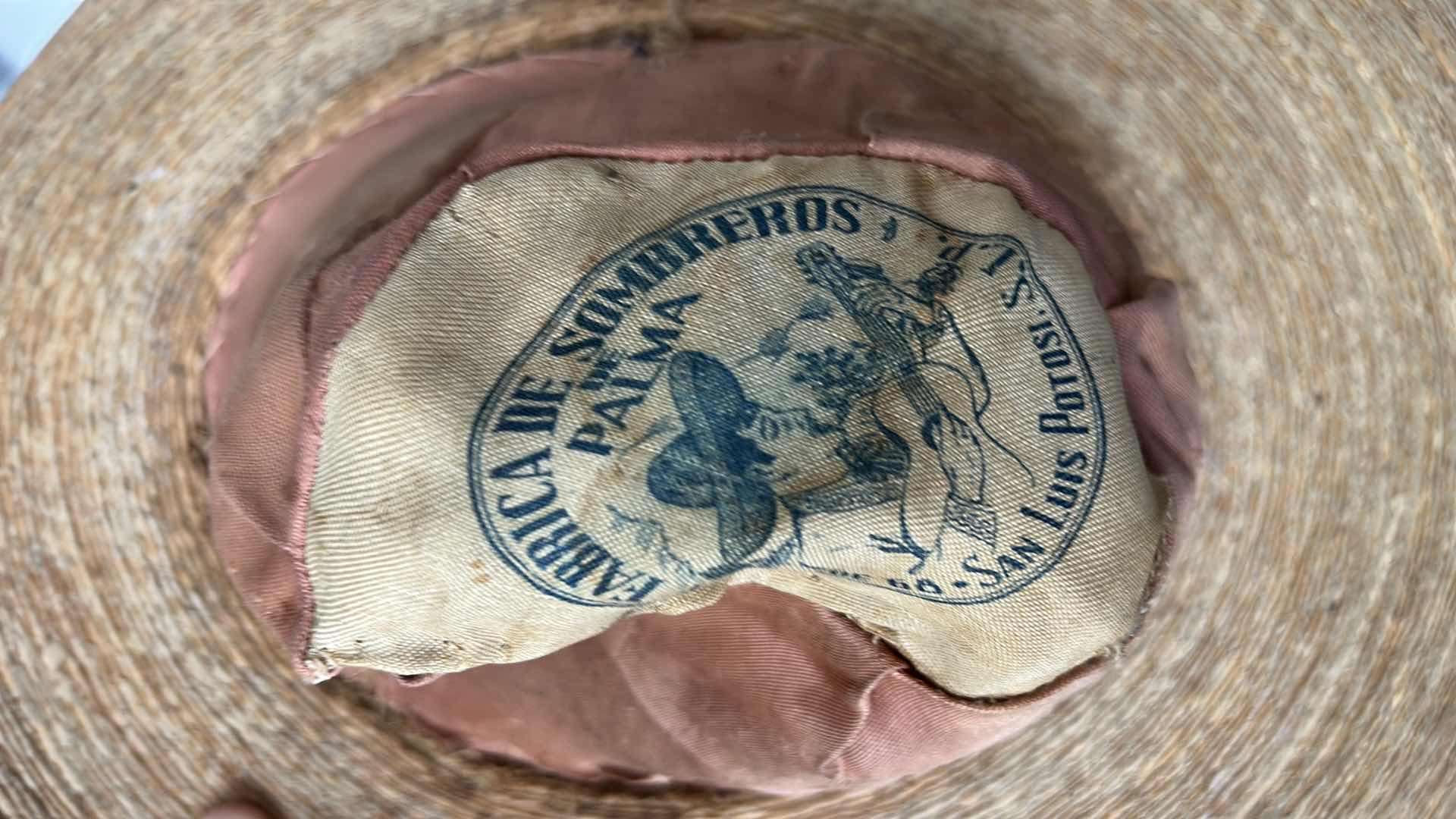 Photo 6 of VINTAGE SOMBRERO WITH LEATHER BAND AND SILVER INDIANS.