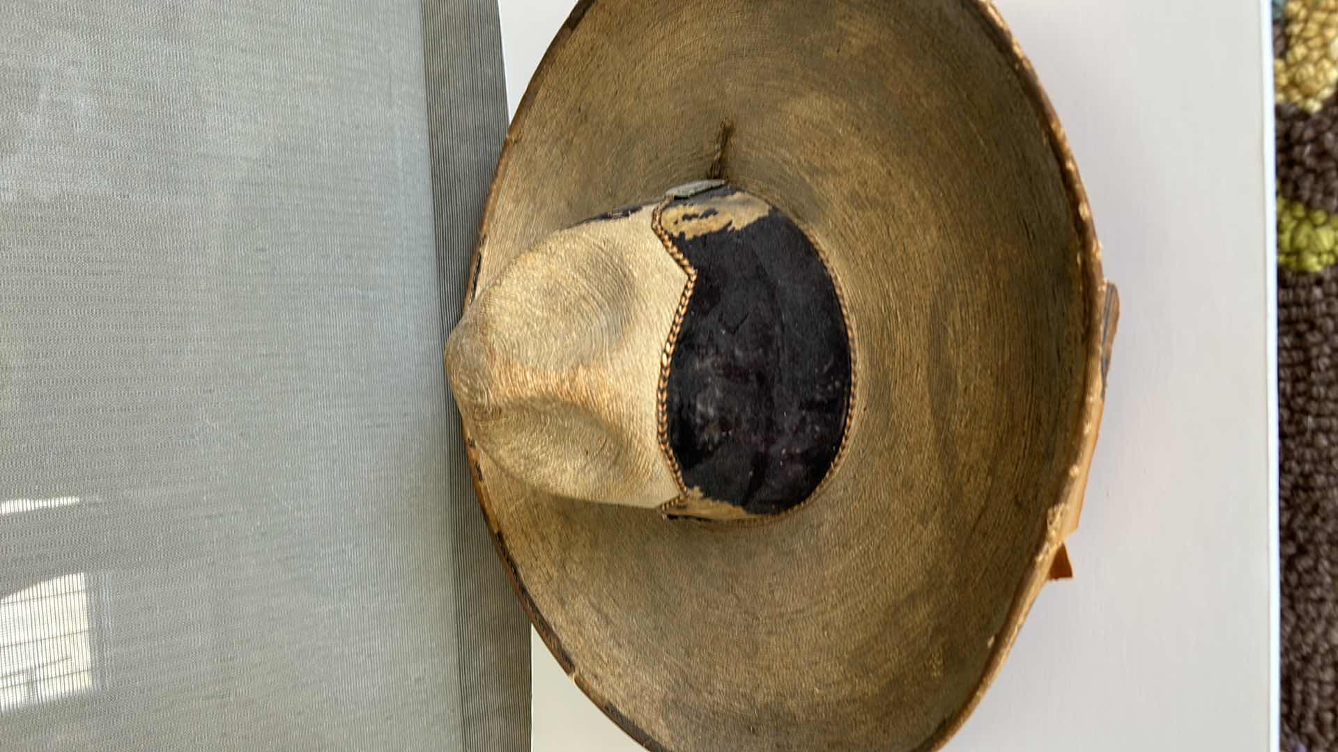 Photo 3 of VINTAGE SOMBRERO WITH LEATHER BAND AND SILVER INDIANS.