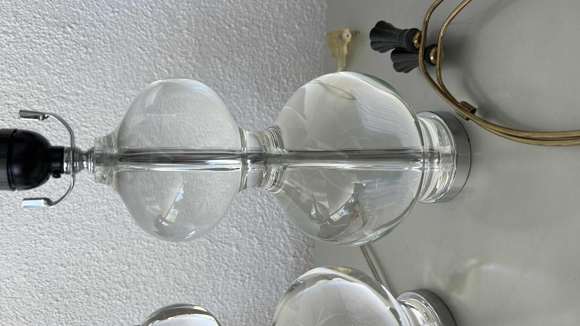 Photo 2 of 2 HEAVY SOLID GLASS ORB LAMP BASES H14.5"