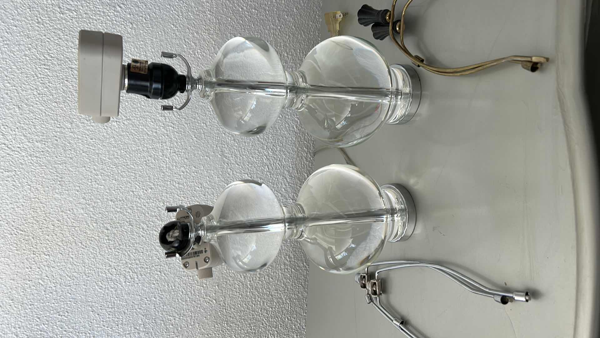 Photo 8 of 2 HEAVY SOLID GLASS ORB LAMP BASES H14.5"