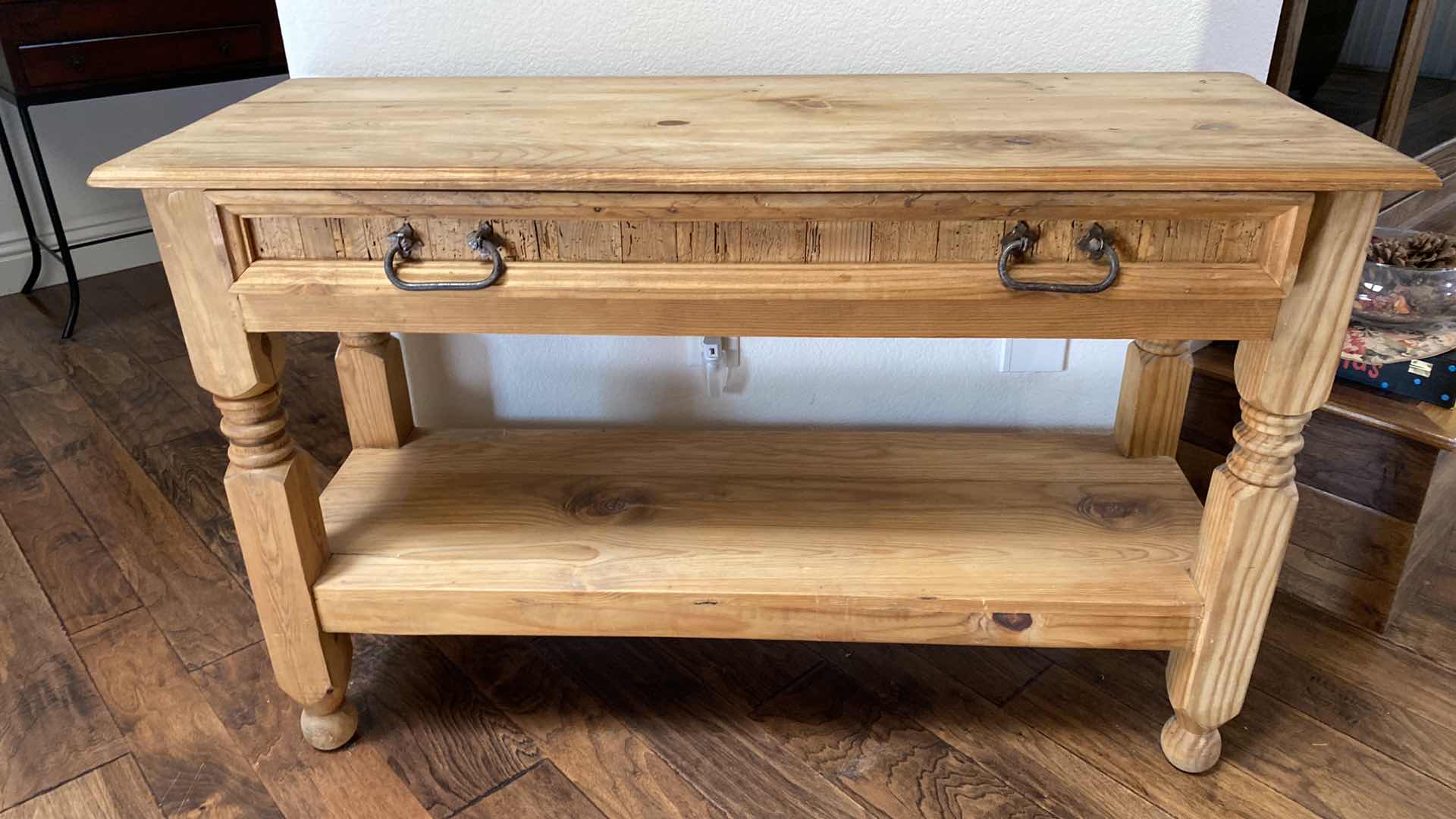 Photo 1 of PINE WOOD 1 DRAWER CONSOLE TABLE 47“ x 17“ H 30”