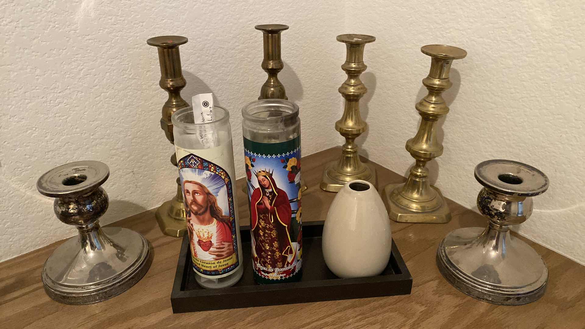 Photo 1 of 6-CANDLE HOLDERS AND RELIGIOUS CANDLES