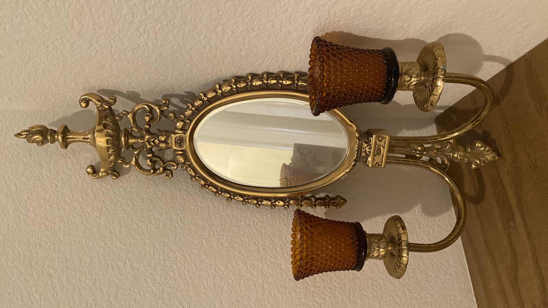 Photo 1 of BRASS AND MIRRORED WALL SCONCE H 22”