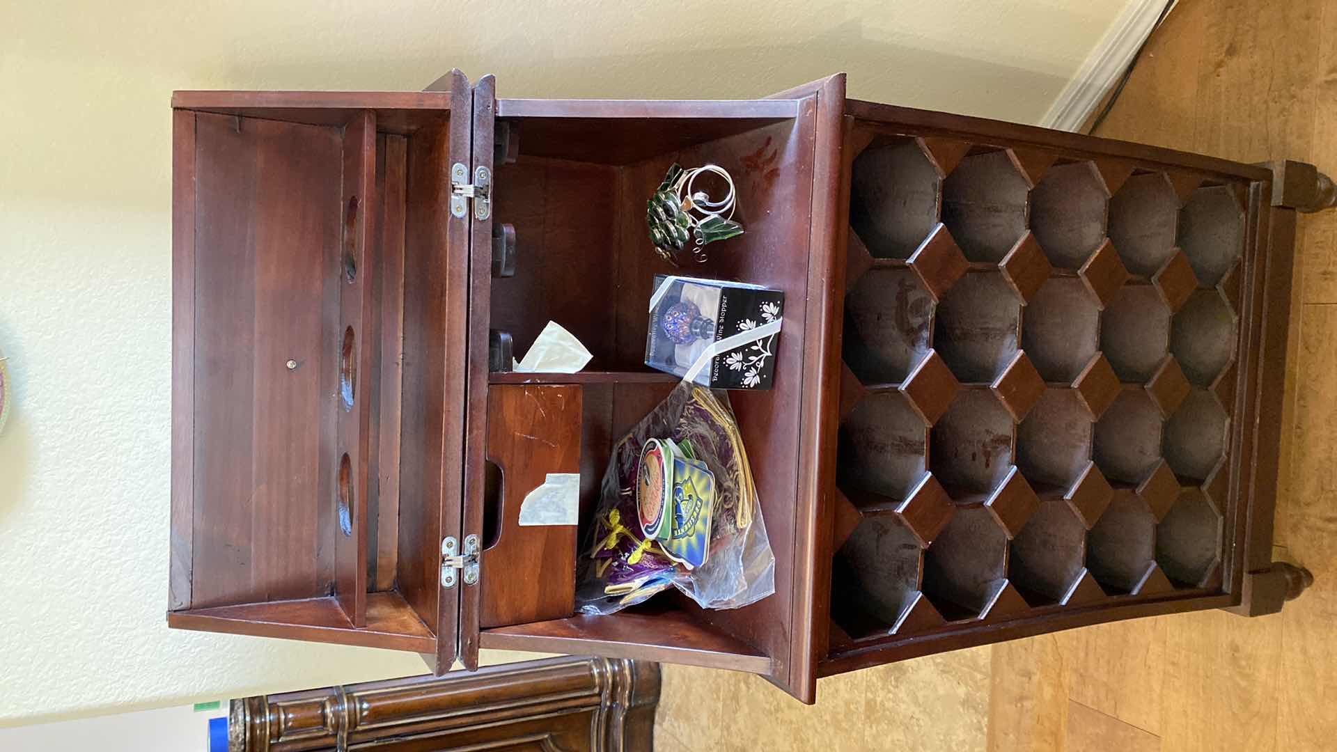 Photo 6 of WOOD WINE CABINET INCLUDES WINE ACCESSORIES 21“ x 16“ H40”