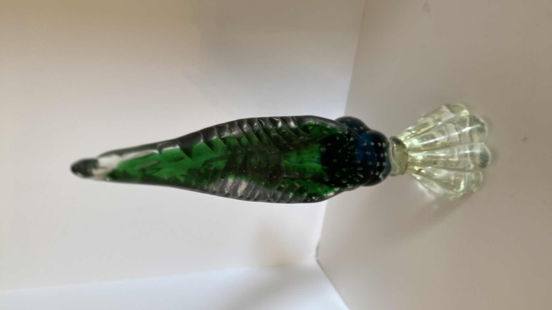 Photo 3 of GREEN AND BLUE HAND BLOWN GLASS BIRD H 11.5”