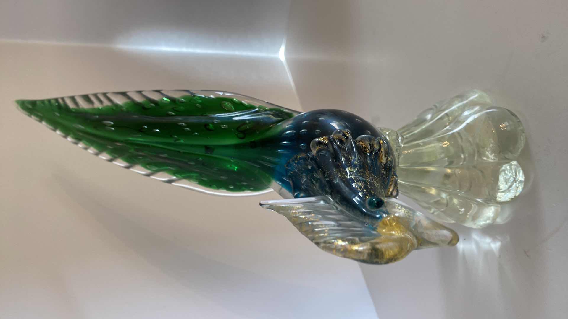 Photo 5 of GREEN AND BLUE HAND BLOWN GLASS BIRD H 11.5”
