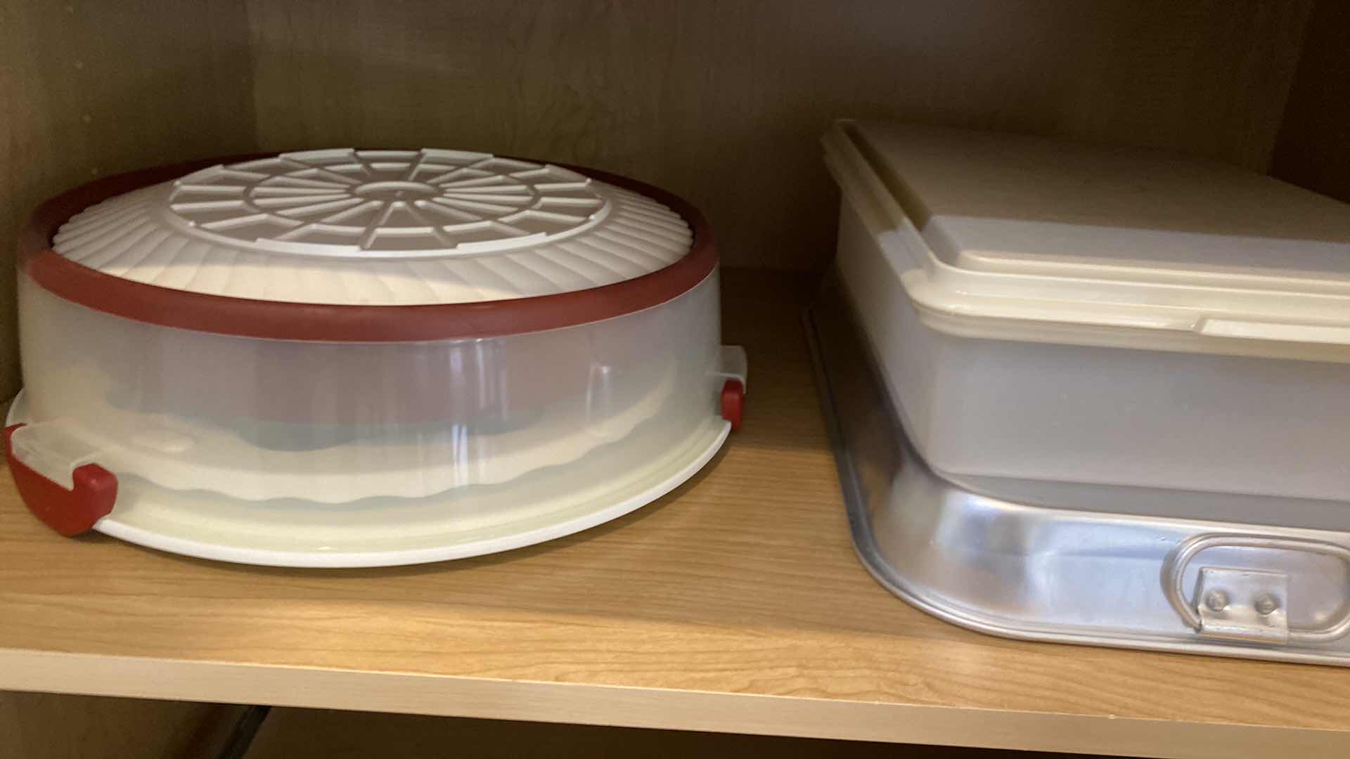 Photo 1 of CONTENTS OF SHELF KITCHEN CABINET CAKE SAVER PAN AND MORE