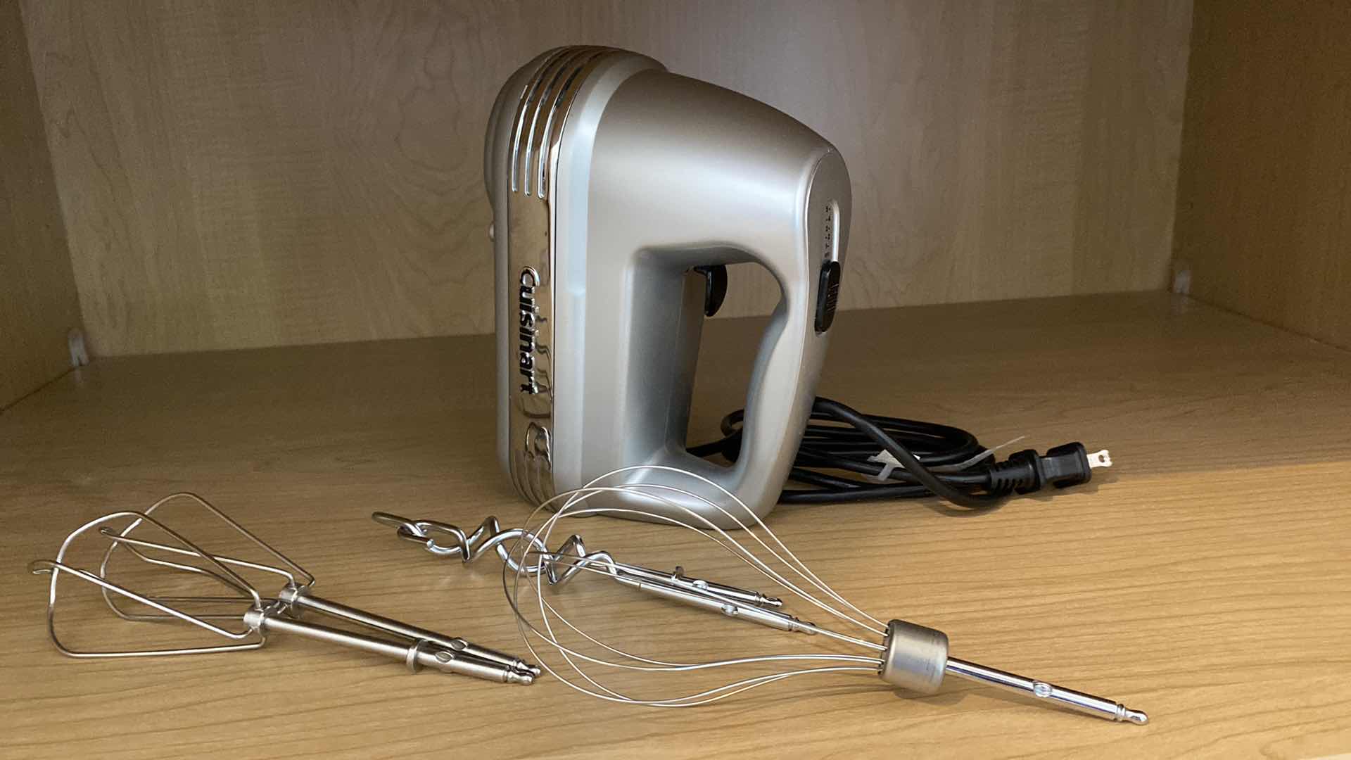 Photo 1 of CONTENTS OF SHELF KITCHEN CABINET CUISINART HAND MIXER WITH ATTACHMENTS