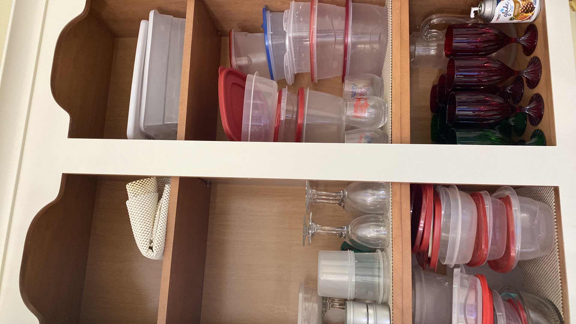 Photo 1 of CONTENTS KITCHEN CABINET GLASSES AND PLASTIC STORAGE