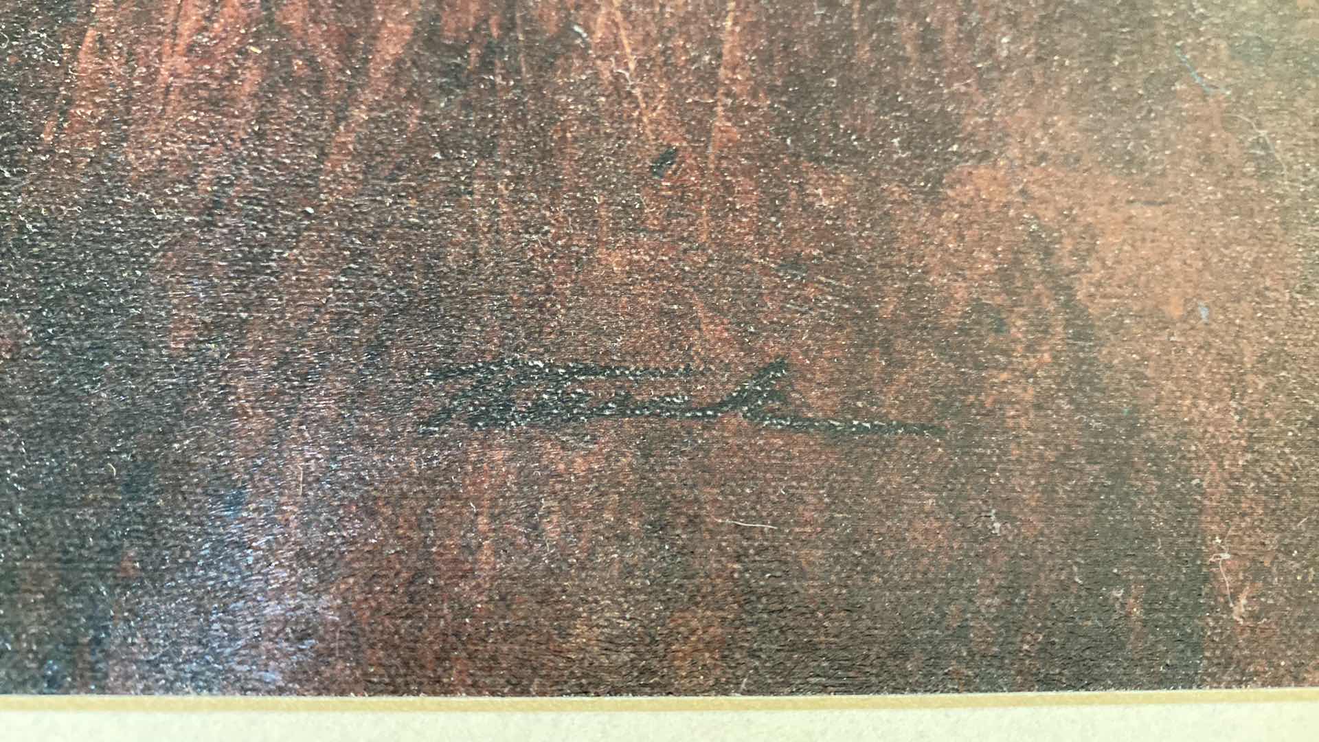 Photo 2 of SILVER WOOD FRAMED SIGNED OIL LANDSCAPE ARTWORK 51“ x 41 1/2“