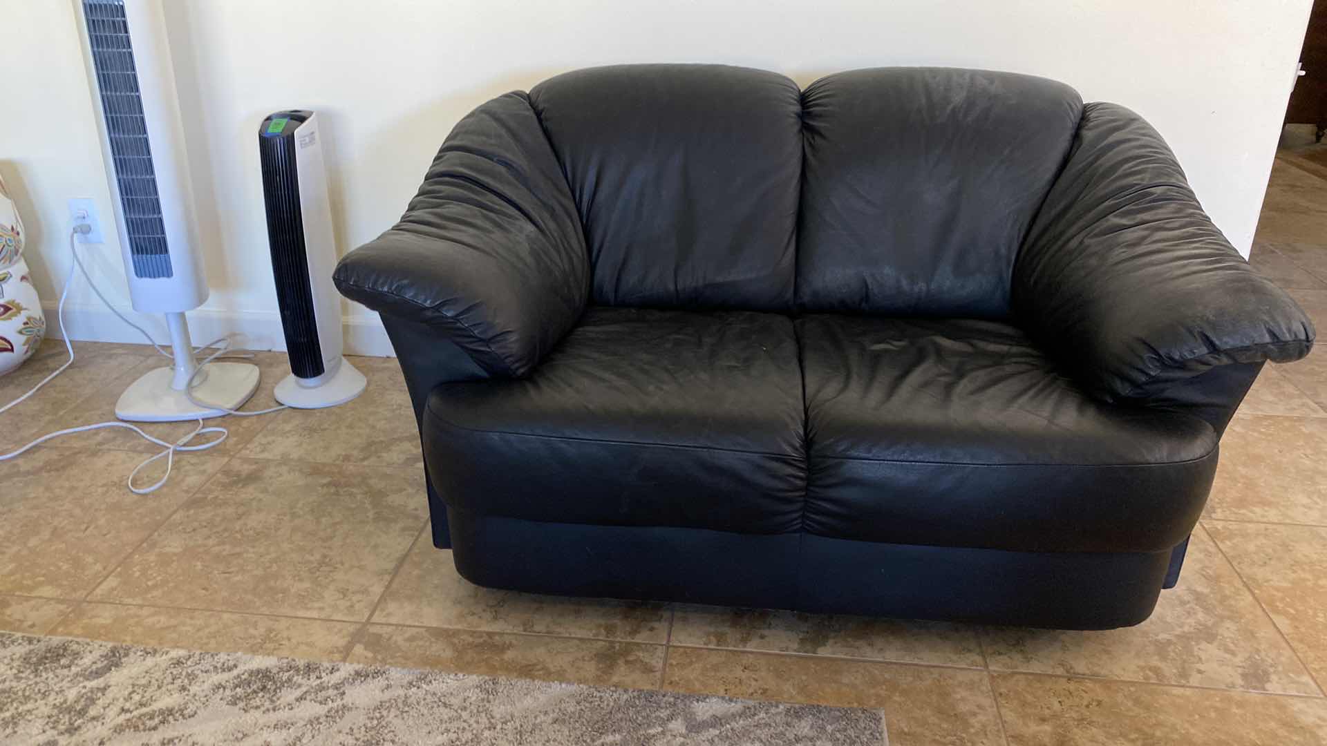 Photo 2 of 58” BLACK BONDED LOVE SEAT