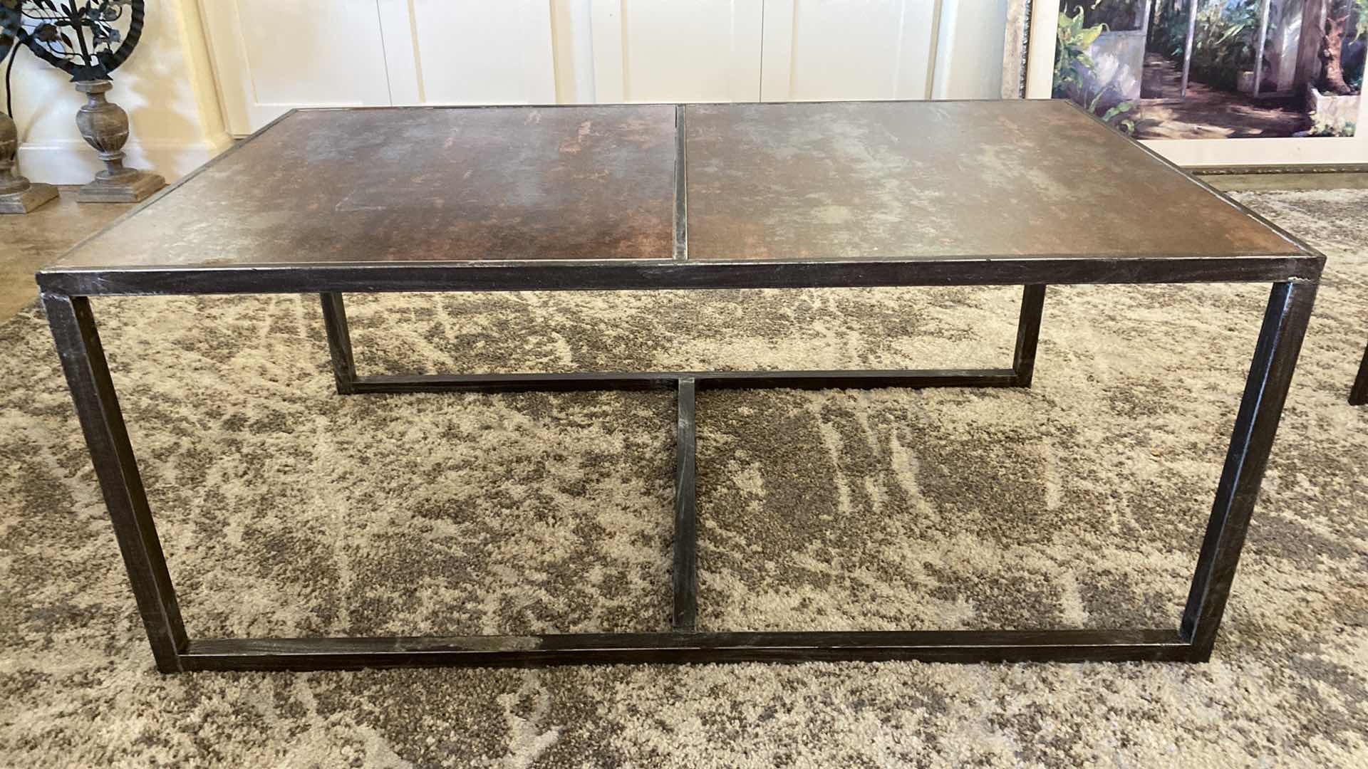 Photo 1 of METAL AND HARD TOP COFFEE TABLE 43“ x 24 1/2“ H 17 1/2 “
