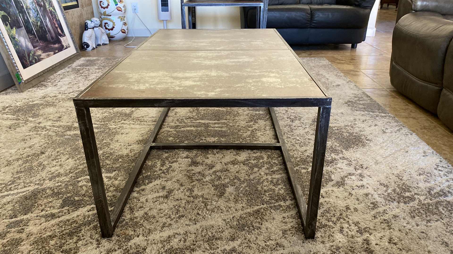 Photo 3 of METAL AND HARD TOP COFFEE TABLE 43“ x 24 1/2“ H 17 1/2 “