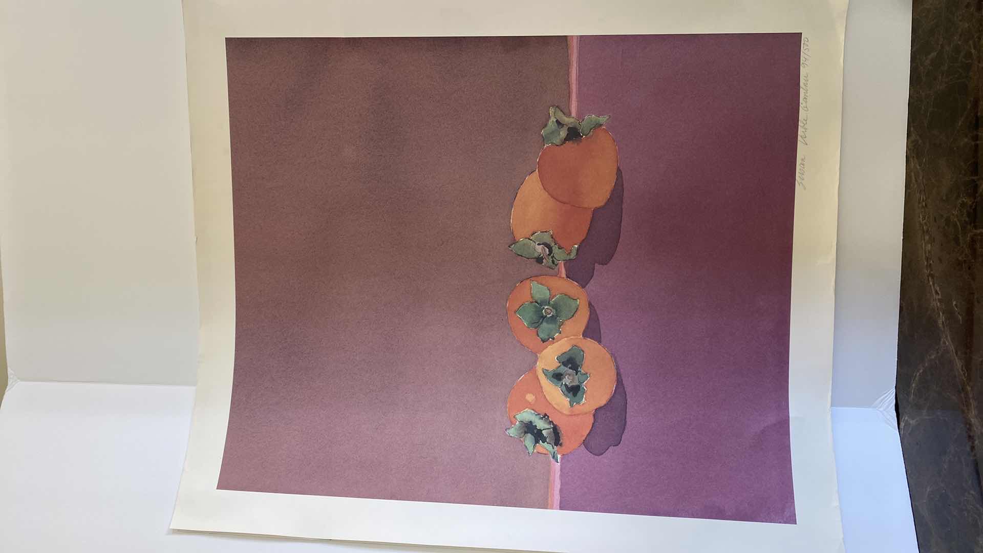 Photo 5 of UNFRAMED WATERCOLOR PERSIMMONS SIGNED ARTWORK 21” x 25”