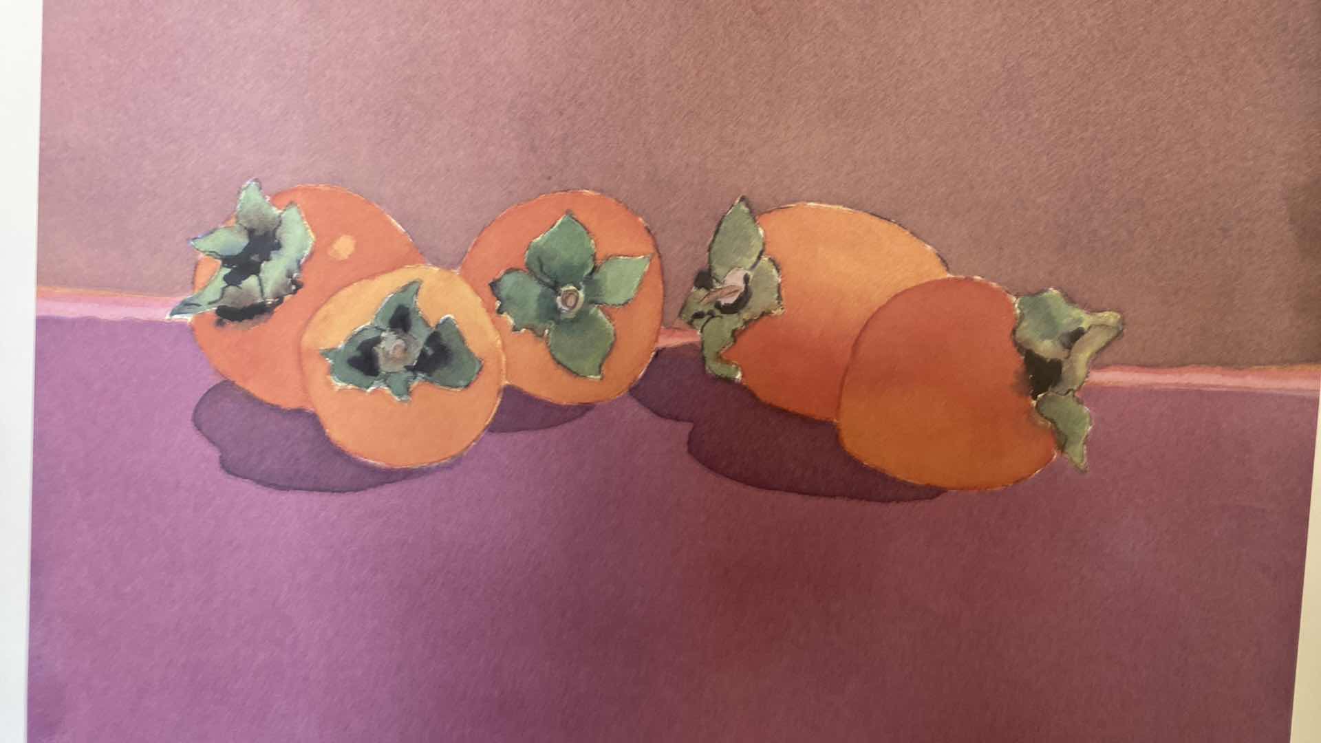 Photo 3 of UNFRAMED WATERCOLOR PERSIMMONS SIGNED ARTWORK 21” x 25”
