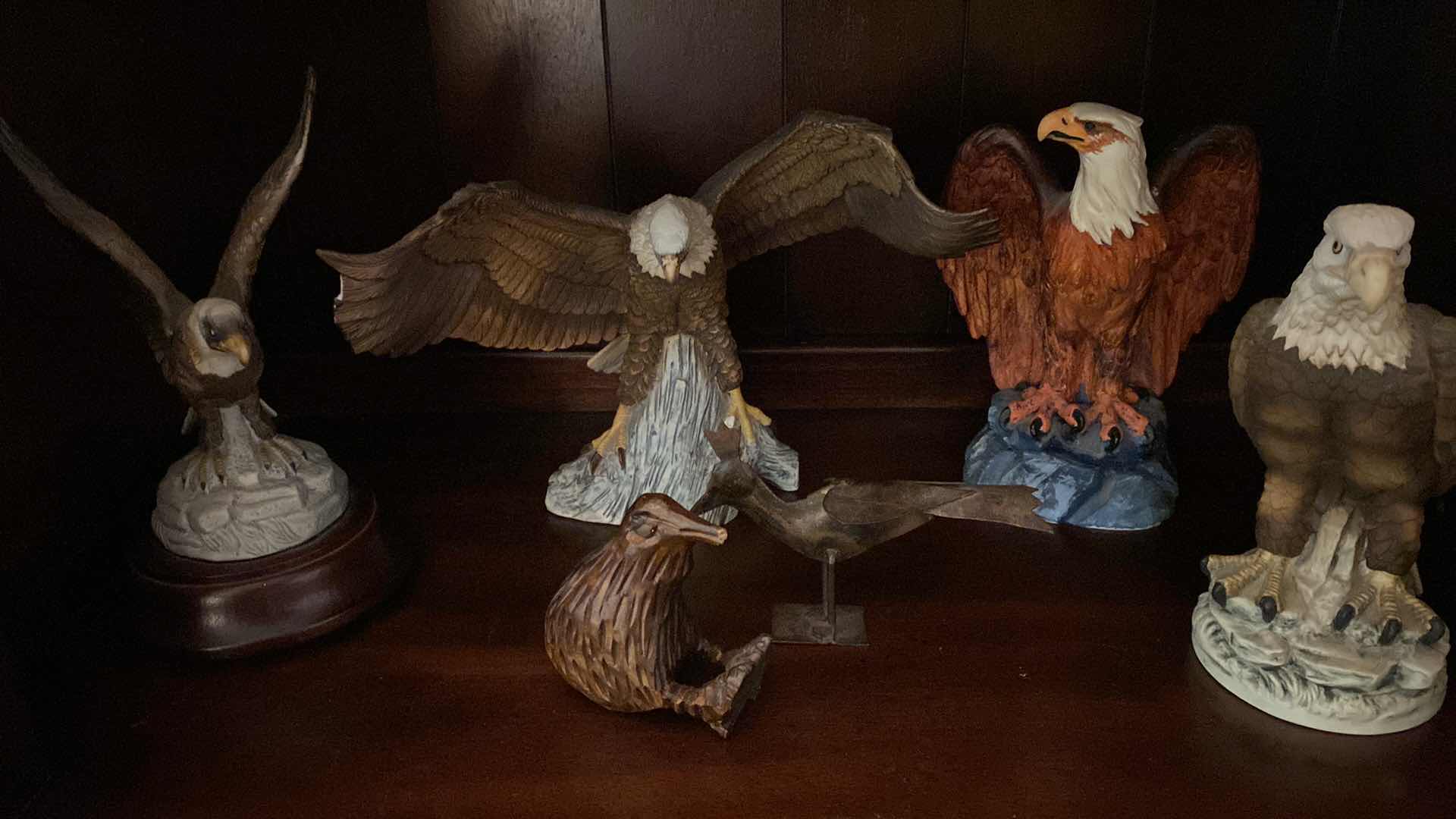 Photo 1 of CERAMIC EAGLE COLLECTION AND BIRD METAL AND WOOD BIRDS LARGEST 11“ x 8“