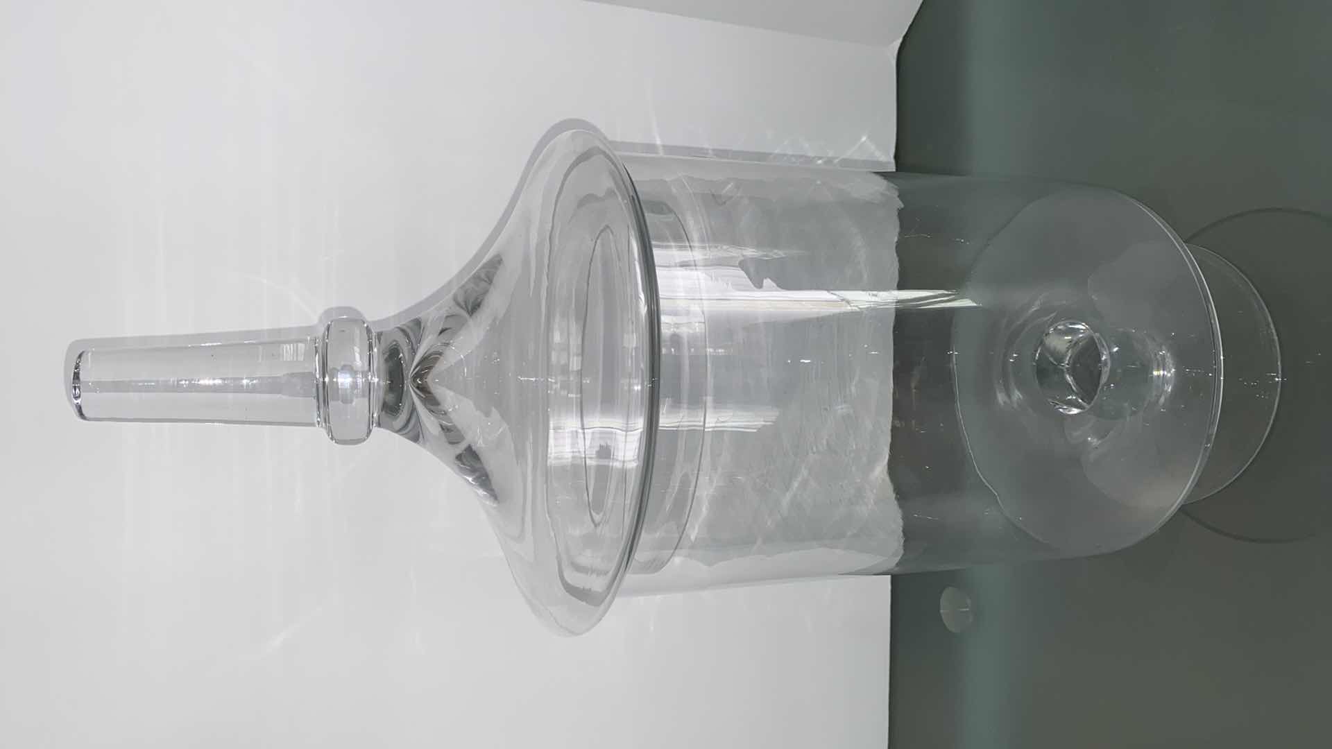 Photo 1 of CLEAR GLASS CANDLE OR DECOR JAR WITH LID 8” x 22”